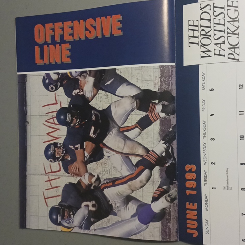 Official 1992 Chicago Bears Calendar w/ Tom Waddle Autograph #eshopchicago - Picture 13 of 16